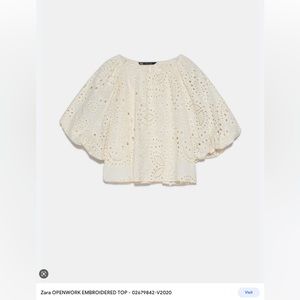 Zara open work embroidered top